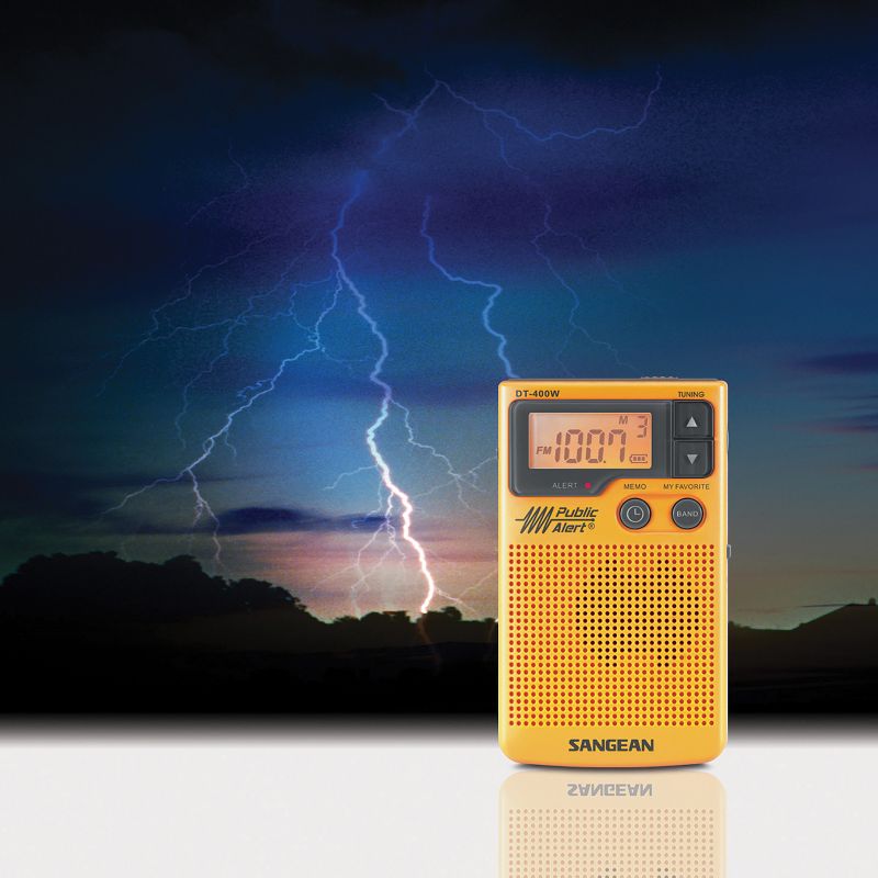Sangean® DT-400W Portable AM/FM Pocket Digital Clock Radio with Weather Alert, 4 of 6