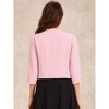 Allegra K Women's Collarless 3/4 Sleeve Lightweight Pockets Button Down Work Suit Blazer - 3 of 4