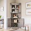 67" Farmhouse Corner Cabinet, 4-Door Storage Cabinet with Barn Door Design and Adjustable Shelves, Corner Hutch for Bathroom, Kitchen, Living Room - 2 of 4