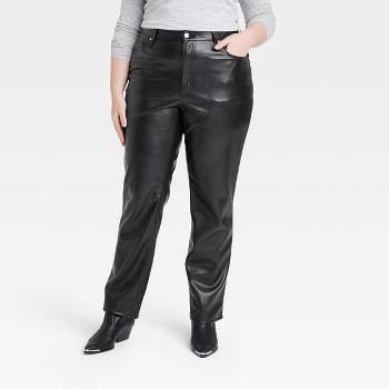 Women Pants High Waist Faux Leather Skinny Pants Smooth Butt