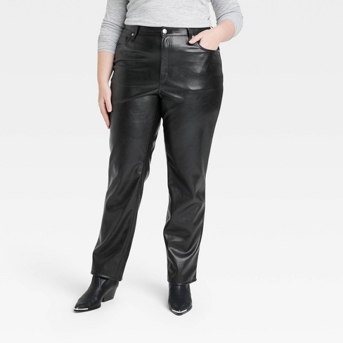 Ellos Women's Plus Size Skinny Leather Pants - 10, Black at
