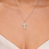 GILDED 1/2 or 1/4 Ctw Lab Grown Diamond Cross Pendant Necklace in 925 Sterling Silver or 14KT Yellow Gold Plated | Gothic & Christian, 18" Chain - 3 of 4