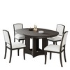 YOOCOZZ 5-Piece for 4, Farmhouse Extendable Round Dining Table Set, 16 inch Removable Leaf, 4 Upholstered Chairs - 4 of 4