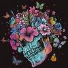 Men's Design By Humans Floral Butterfly Skull Funny Halloween Costume Hippie Flower By JeilJersey T-Shirt - 2 of 4