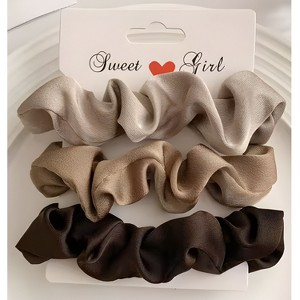 Kitcheniva Silky Satin Scrunchies 3 Pcs - Beige, Light Brown, Brown - 1 of 3