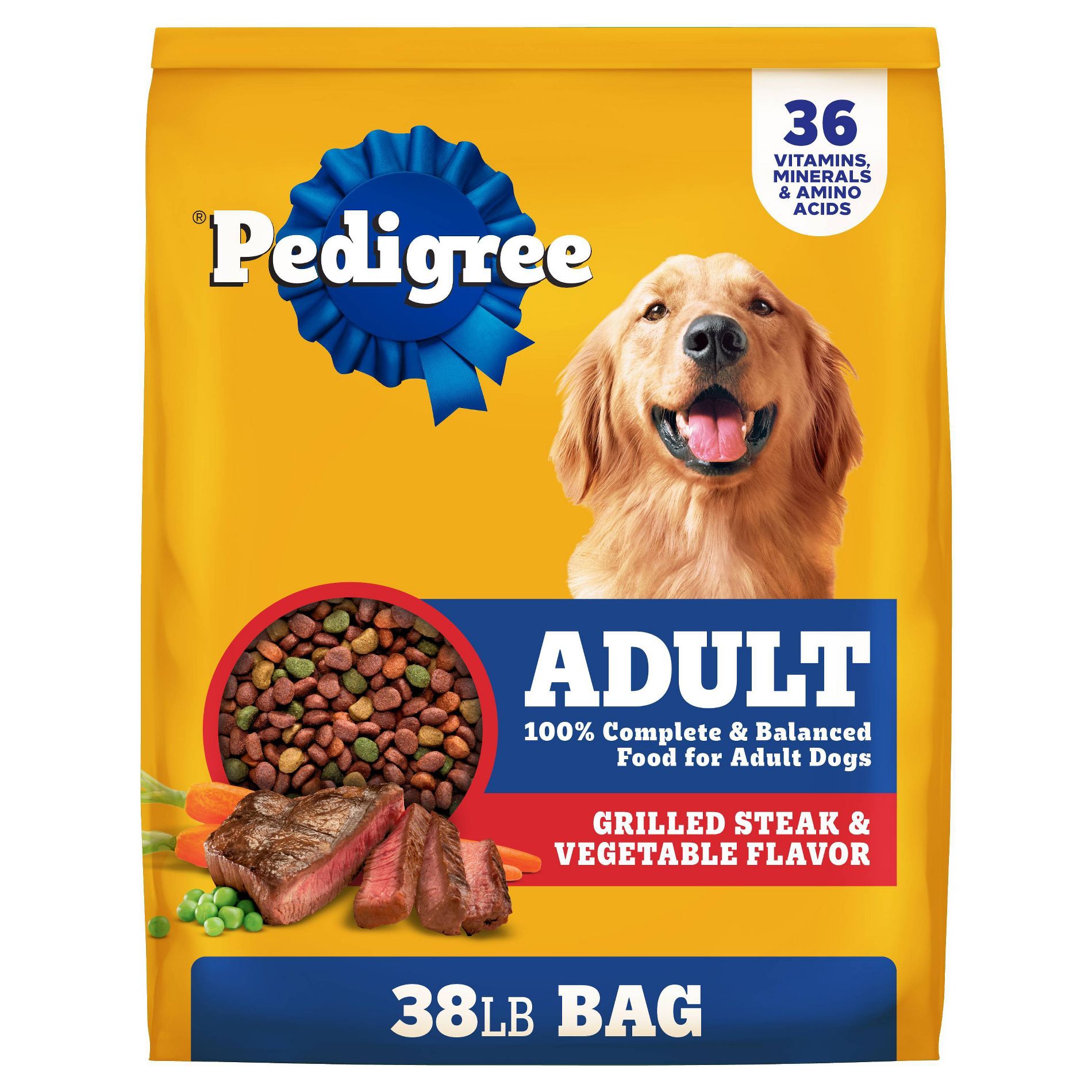 Pedigree Grilled Steak and Vegetable Flavor Adult Dry Dog Food - 38lbs