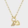 14K Gold Dipped Cubic Zirconia Puffy Heart Charm Initial Necklace - A New Day™ Gold - 2 of 4