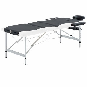 vidaXL 3-Zone Foldable Massage Table Aluminum Black and White - 1 of 4
