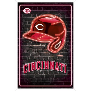 Trends International MLB Cincinnati Reds - Neon Helmet 23 Framed Wall Poster Prints - 1 of 4