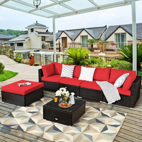 7pc rattan wicker sofa set sectional outlet couch cushioned furniture patio outdoor