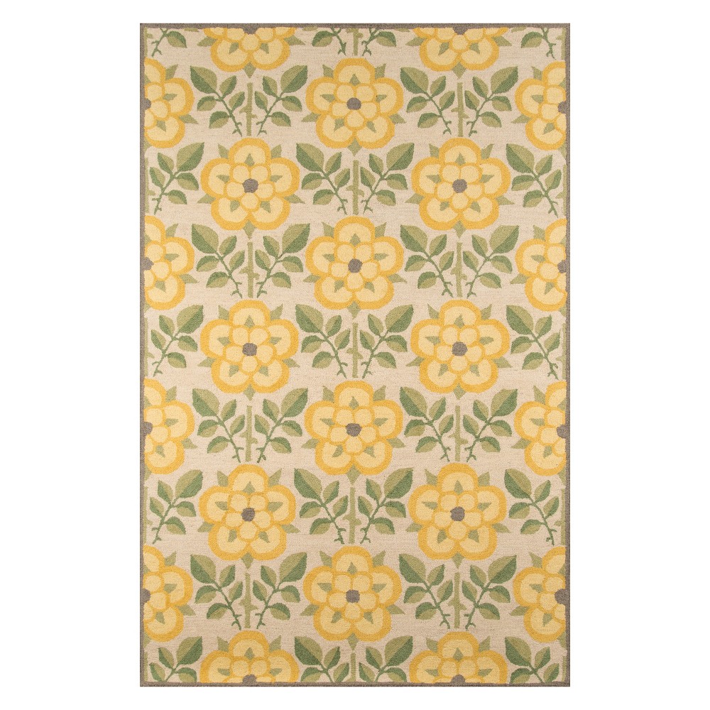 3'9inx5'9in Floral Tufted Accent Rug Yellow - Momeni