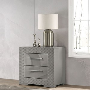 PAGED Nightstand Modern Side Table with 2 Storage Drawers and Gold Handles, Bedside Cabinet for Bedroom, Living Room - 1 of 4
