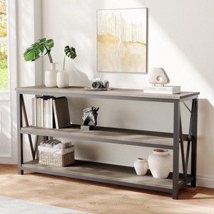 Coucheta 55" Fluted Console Table - Industrial Wooden Sofa Table for Behind Couch in Entryway, Hallway & Living Room, Available in Finishes - 1 of 4