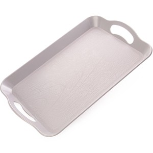 Slickblue Plastic Serving Tray with Handles – Wood Grain Texture, Stackable, 14"x9", 4 Color Options - 1 of 3