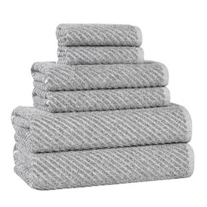Viscose Cotton Blend Medium Weight Soft Textured Diagonal Ribbed Towel Set by Blue Nile Mills - 1 of 4