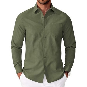 COOFANDY Mens Oxford Shirt Long Sleeve Casual Button Down Shirts Soild Dress  Shirts with Pocket Army Green M : Target