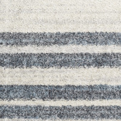 Scandinavian Charm Blue Stripe Washable 5' x 7' Wool Blend Rug