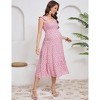 BLUEMING Maternity Dress Summer Ruffled Highwaist Dress with Mini Cap Sleeve Shirred A-Line Midi Dress Floral Sundress - 2 of 4