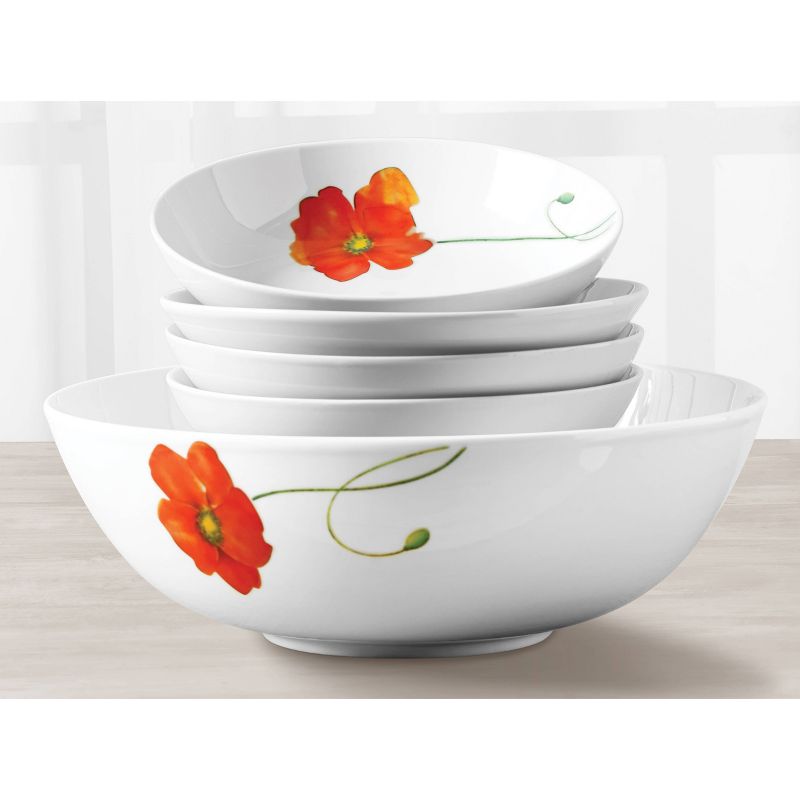 5pc Ceramic Poppy Pasta Bowl Set - Tabletops Gallery, 1 of 4