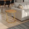 Syemin End Tables Modern C Shaped End Table Nightstand, Natural Small Accent Bedside Table, Tall Slide Under Couch Tables, Brown, 15"*16.75"*18" - 2 of 4