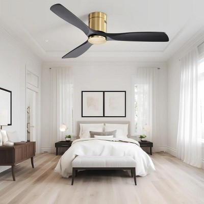 Black Direct Current Fan,Indoor Ceiling Fan With Remote Reversible DC Motor And 3 Solid Wood Blades -The Pop Home