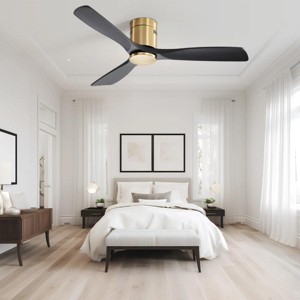 Black Direct Current Fan,Indoor Ceiling Fan With Remote Reversible DC Motor And 3 Solid Wood Blades -The Pop Home - 1 of 4