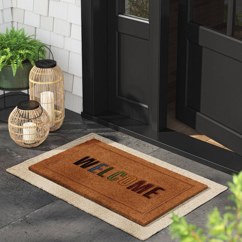 1&#39;6&#34;x2&#39;6&#34; &#39;Welcome&#39; Coir Doormat Multi/Natural - Threshold&#8482;, 3 of 6