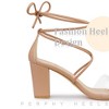 Perphy Women's Lace Up Strappy Clear Strap Chunky Heel Sandals - 4 of 4