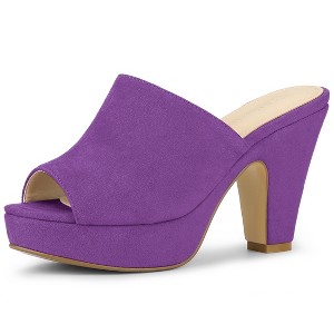 Allegra K Women's Open Toe Platform Chunky Heel Slides Sandals - 1 of 4