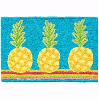 Jellybean Pineapple Fiesta Doormat – Bright, Tropical, Washable Entry Rug for Indoor or Outdoor Use, 20"X30"
