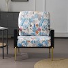 TiramisuBest Modern White Upholstered Accent Chair with Gold Legs, Wide Armrest, Pillow Back & Rubberwood Frame for Living Room or Balcony - 2 of 4