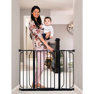 Regalo Extra Wide Easy Step Metal Walk Through Baby Gate - Black - 1 of 3