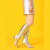 Allegra K Women's Shiny Pointed Toe Stiletto High Heels Knee High Boots - 2 of 4