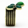 Slickblue Stainless Steel IP Gold Ring with Clover-Shaped Emerald Synthetic Glass for Women, Size 5-10 - 4 of 4