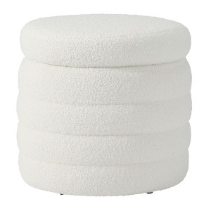 WestinTrends Alexandria Mid-Century Modern Faux Shearling Shearling Round Storage Ottoman - 1 of 4