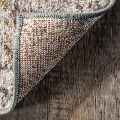 Beige Medallion Rectangular Easy Care Synthetic Rug