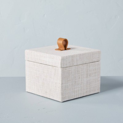 Small Fabric Storage Box with Faux Leather Accent Cream - Hearth & Hand™ with Magnolia