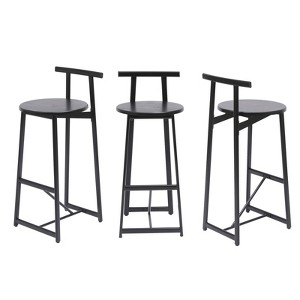 FONTOI 3PCS Counter Stools with Back&Footrests, Armless Counter Height Bar Stools for Living Room Kitchen, Black, 13.78"*34.25"*15.55" - 1 of 4