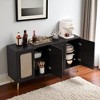 59.84" Vintage Four-Door Sideboard Buffet Cabinet with Plastic Rattan Doors, Gold Feet, MDF Storage Console for Dining Room, Kitchen, Living Room - 2 of 4