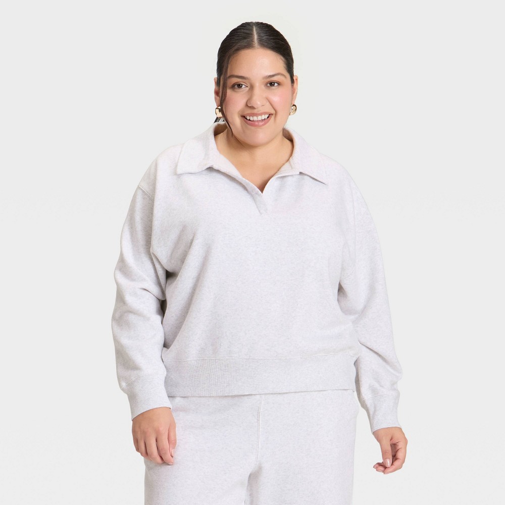 Women's Fleece Polo Sweatshirt - Universal Thread™ Heather Gray 4X