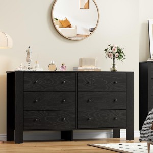 Large 6-Drawer Dresser - Modern Wooden Chest with Deep Storage & Metal Knobs, Double Dresser for Bedroom, Nursery, Entryway & Hallway - 1 of 4