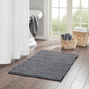 100% Cotton Chenille Textile Solid Indoor Bath Rug, Woven Chain Stitch Design Quick Dry Bath Rug for Year Round Use - 1 of 4