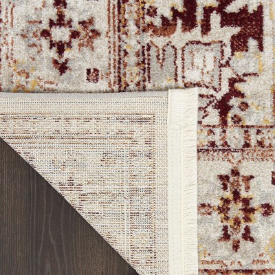 Geneva Brick Red and Silver Grey Floral Medallion Rug