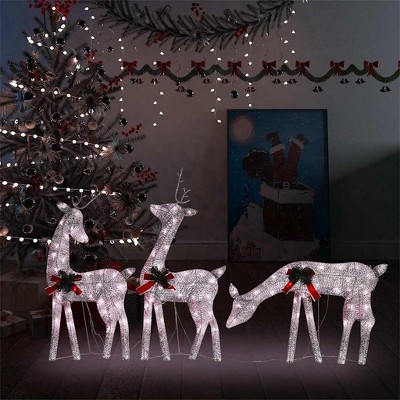 vidaXL Christmas Reindeer Family 106.3"x2.8"x35.4" Gold Warm White Mesh