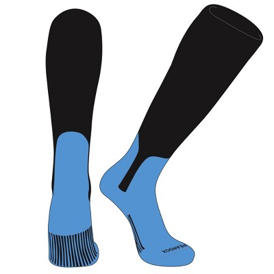 PEAR SOX OTC Baseball Softball Stirrup Socks (S, 7in) Black, Sky Blue (M)