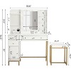 Vanity Desk Set with Stool Mirror Lights 3 Color Lighting Dressing Table Makeup Station Charging Ports Large Beauty Desk for Bedroom Vanity Area - 3 of 4