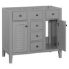 36 Inch Bathroom Vanity Without Ceramic Sink Top, Modern Bathroom Storage Cabinets with 2 Cabinets and 5 Drawers, Solid Wood Frame - 2 of 4