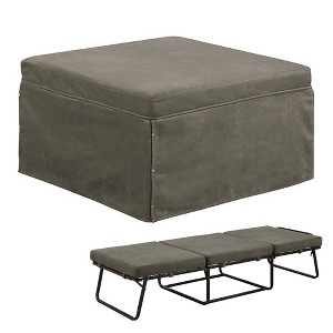 Breighton Home Designs4Comfort Folding Bed Ottoman Taupe Microfiber: Convertible Bench to Guest Sleeper - 1 of 4