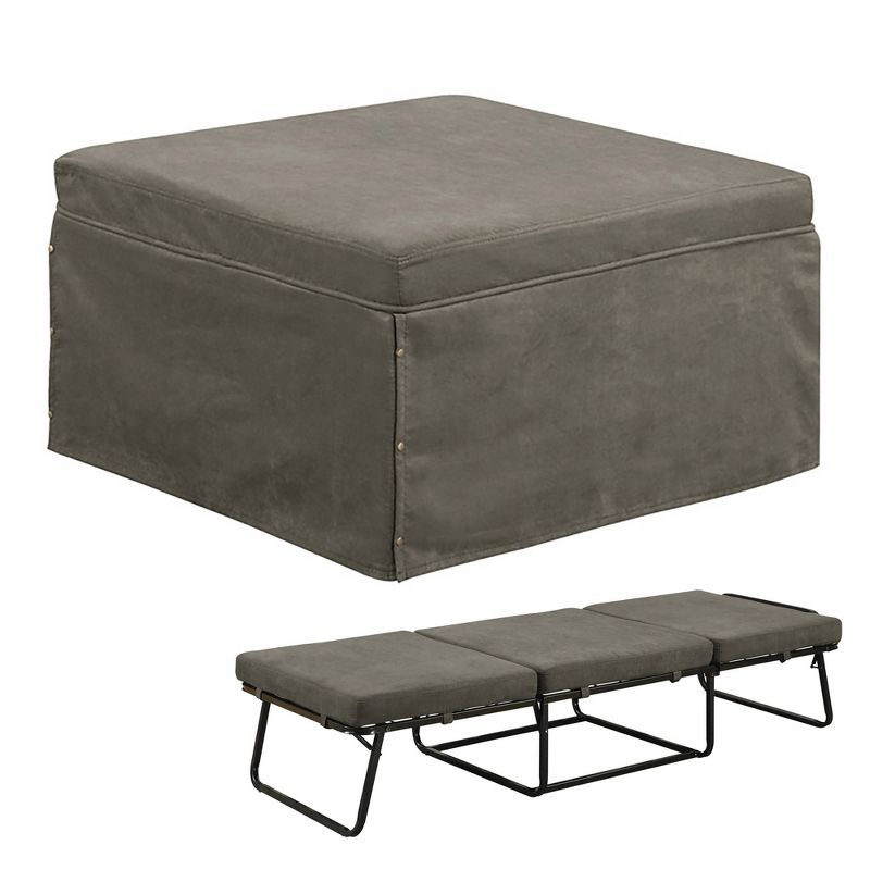Breighton Home Designs4Comfort Folding Bed Ottoman Taupe Microfiber, 1 of 12