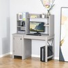 Aghana Digitals Farmhouse Light Grey Computer Desk with Hutch, Storage Cabinet & X-Frame: Organize - 2 of 4